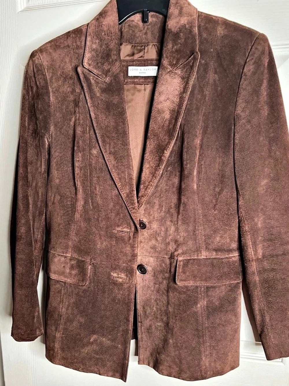 Lord & Taylor Leather Suede Blazer Brown Size MP - Beautiful structured fit!